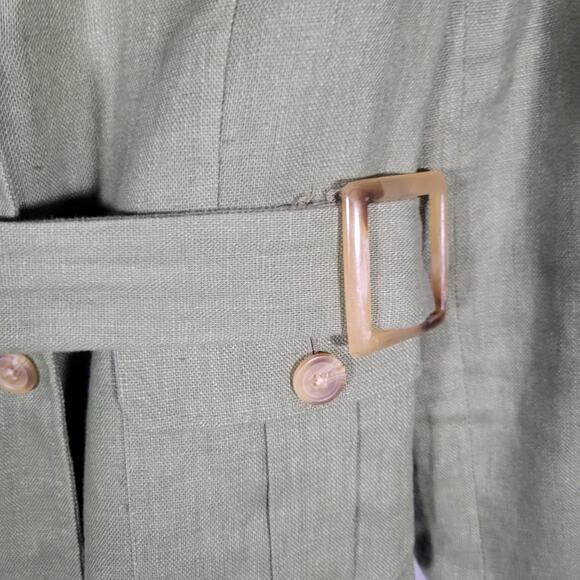 Vintage Chadwick's Olive Green Linen 2 pc. Suit Skirt Jacket Blazer Size 12 - Picture 6 of 13
